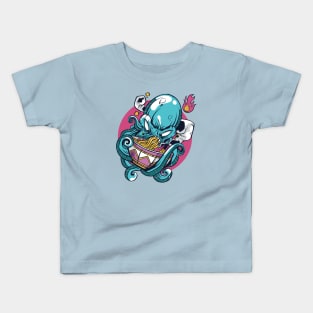 Octopus Eating Ramen Kids T-Shirt